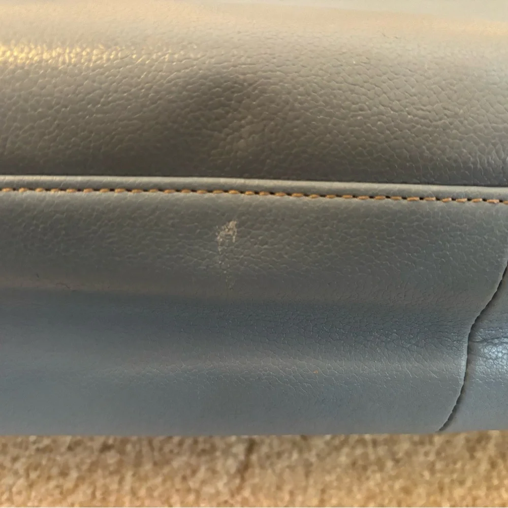 Levenger 100% Leather Light Blue Briefcase with Removable Shoulder Strap $450